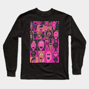 29 Faces in Pink and Black Long Sleeve T-Shirt